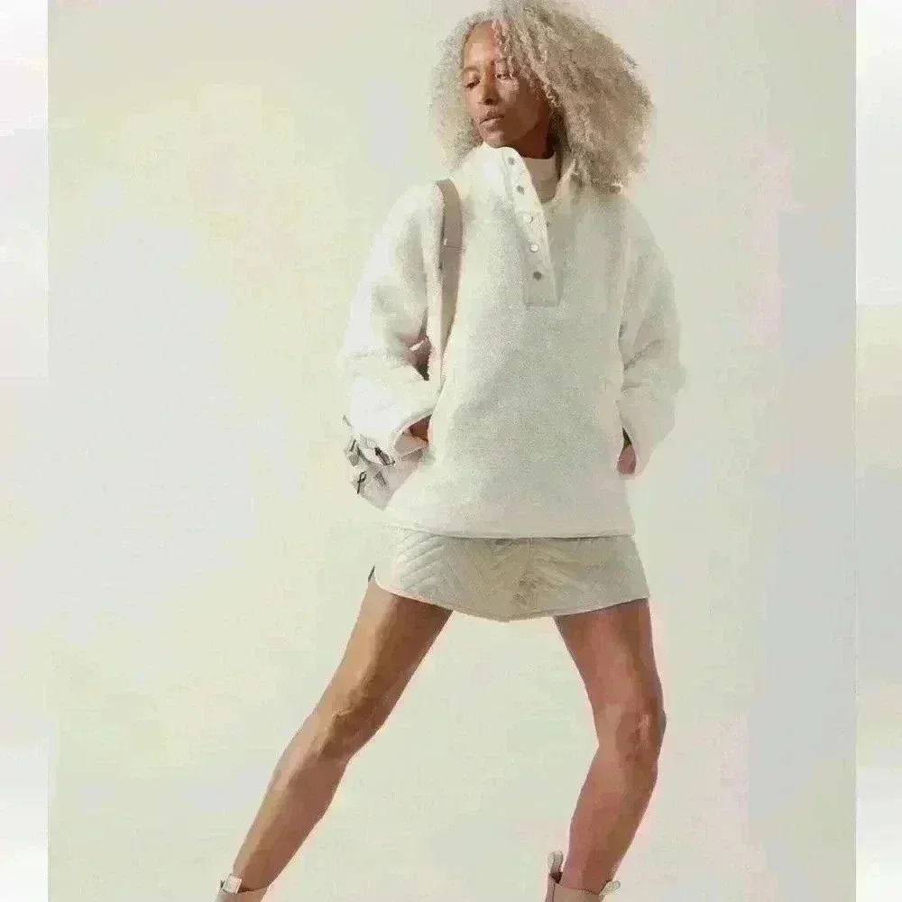 ATHLETA Cozy Sherpa Snap Sweatshirt